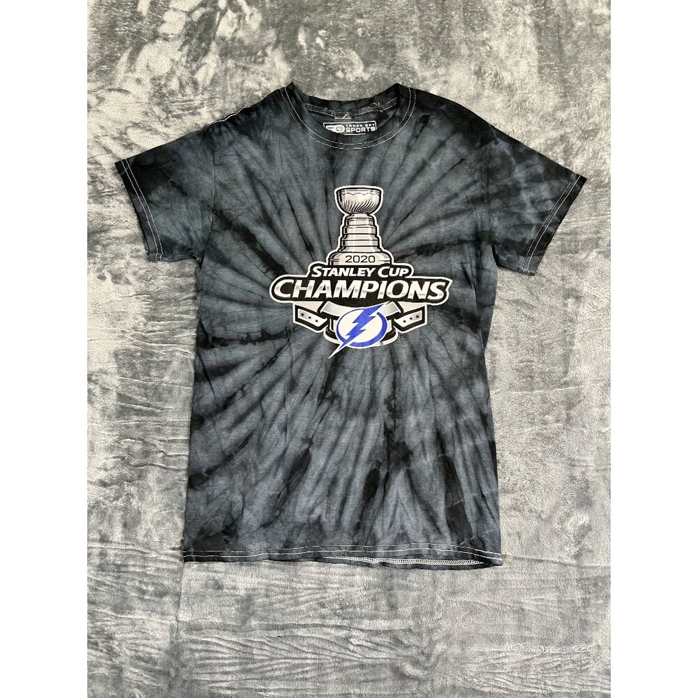 Tampa Bay Lightning 2020 Stanley Cup Champions Tie-Dye Shirt Mens S Black